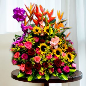 RAMO 7 - Ramo girasoles rosas mediano