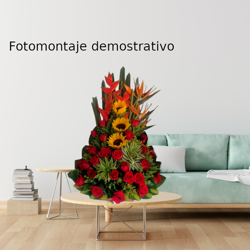 RAMO 6 - Ramo rosas girasoles mediano - Imagen 2